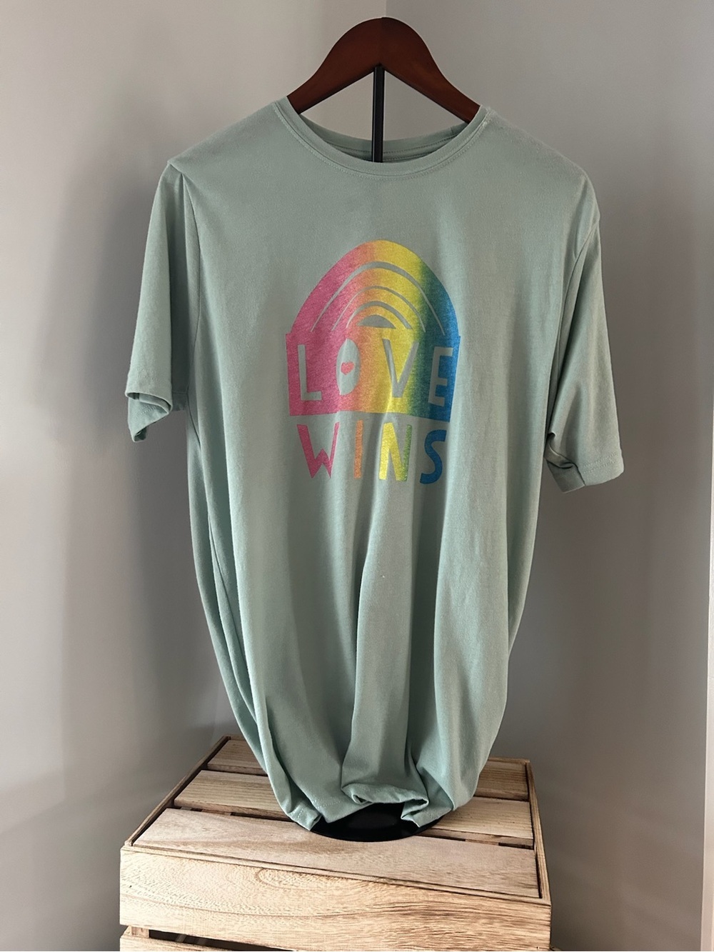 NWT LOVE WINS Pastel Green Graphic Tee